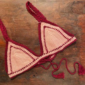 NEW! Embellished Crochet Triangle Bikini Top